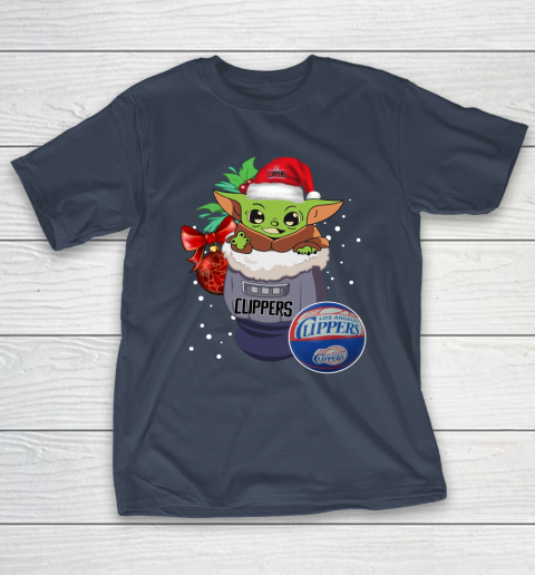 LA Clippers Christmas Baby Yoda Star Wars Funny Happy NBA T-Shirt 5
