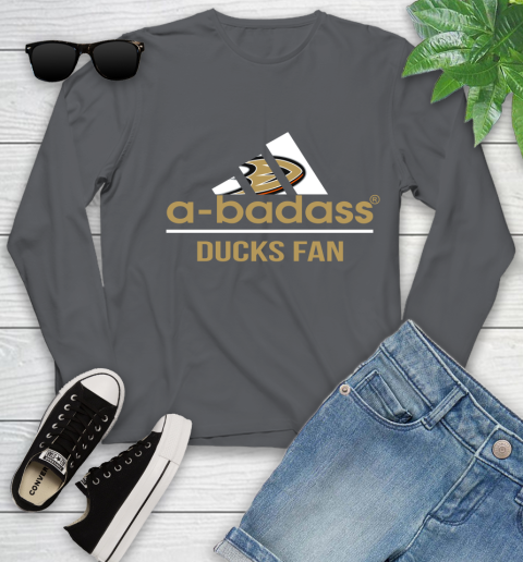 NHL A Badass Anaheim Ducks Fan Adidas Hockey Sports Youth Long Sleeve 9