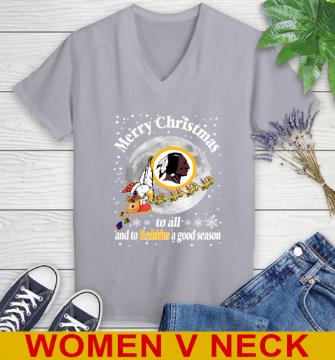 Washington Redskins Merry Christmas To All And To Redskins A Good Season NFL Football Sports Women's V-Neck T-Shirt 4