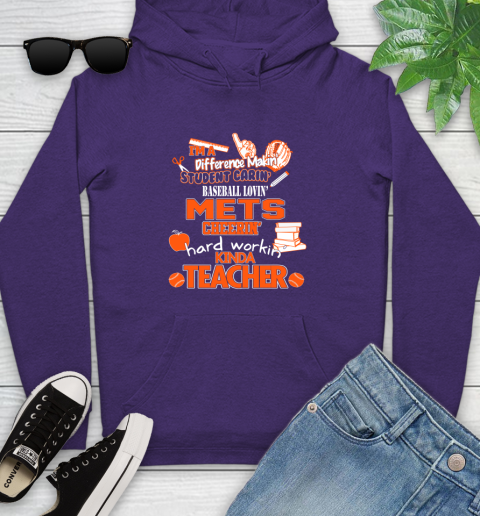New York Mets MLB I'm A Difference Making Student Caring Baseball Loving Kinda Teacher Youth Hoodie 5