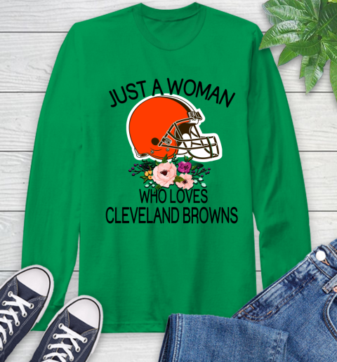 NFL Just A Woman Who Loves Cleveland Browns Football Sports Long Sleeve T-Shirt 5