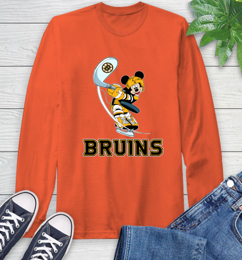 NHL Hockey Boston Bruins Cheerful Mickey Mouse Shirt Long Sleeve T-Shirt 5