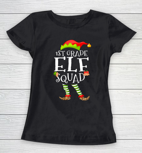 1st Grade Elf Squad Funny Elementary Teacher Christmas Gifts Women's T-Shirt
