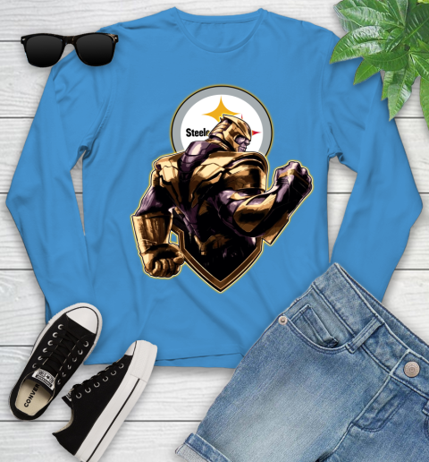 NFL Thanos Avengers Endgame Football Sports Pittsburgh Steelers Youth Long Sleeve 7
