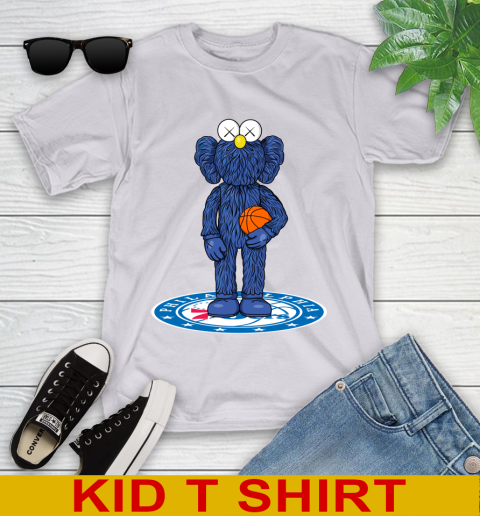 NBA Basketball Philadelphia 76ers Kaws Bff Blue Figure Shirt Youth T-Shirt 5