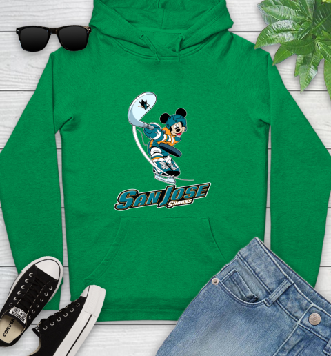 NHL Hockey San Jose Sharks Cheerful Mickey Mouse Shirt Youth Hoodie 7