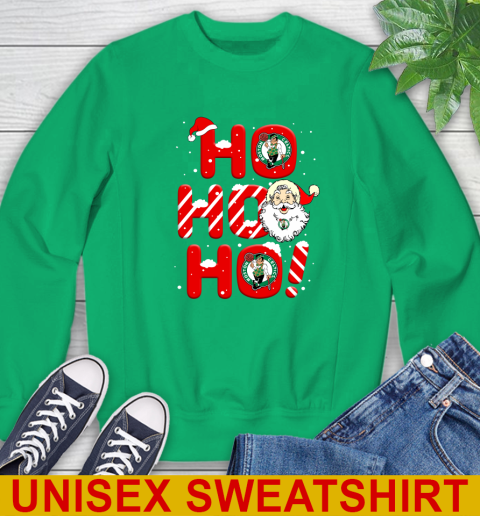 Boston Celtics NBA Basketball Ho Ho Ho Santa Claus Merry Christmas Shirt Sweatshirt 8
