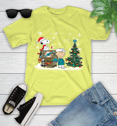 NFL Miami Dolphins Snoopy Charlie Brown Christmas Football Super Bowl Sports Youth T-Shirt 10
