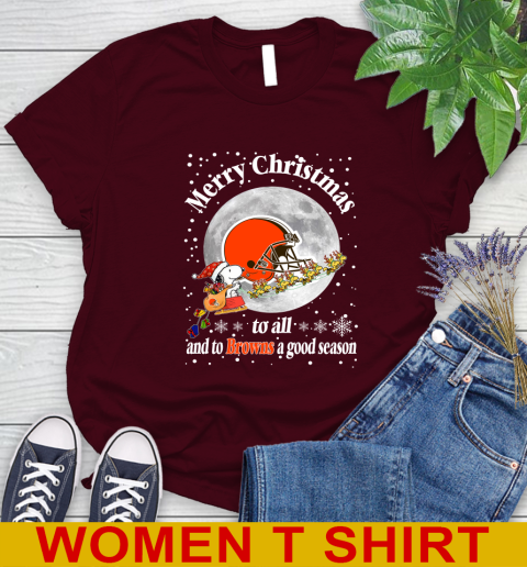 Cleveland Browns Merry Christmas To All And To Browns A Good Season NFL Football Sports Women's T-Shirt 6