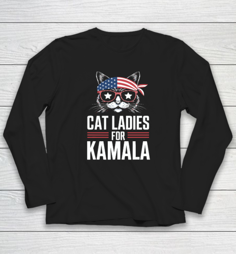 Cat Ladies for Kamala Funny Cat 2024 President Kamala Harris Long Sleeve T-Shirt
