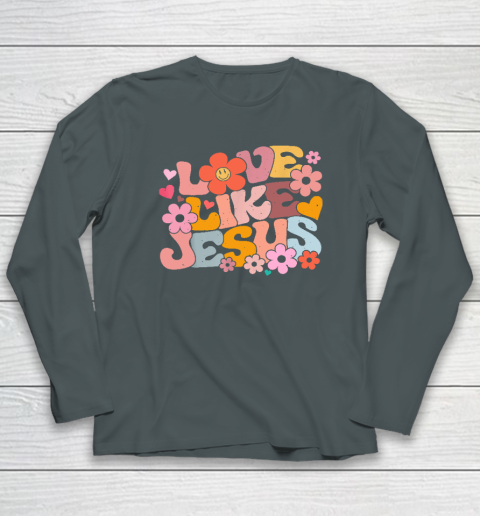Love Like Jesus Christian Bible Verse Trendy Floral Heart Long Sleeve T-Shirt 3