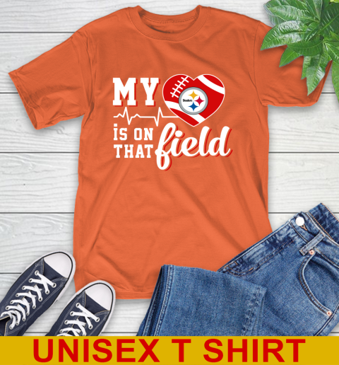NFL My Heart Is On That Field Football Sports Pittsburgh Steelers T-Shirt 4