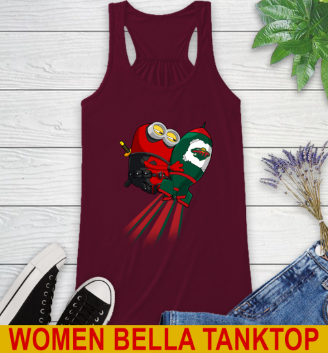 NHL Hockey Minnesota Wild Deadpool Minion Marvel Shirt Racerback Tank 2
