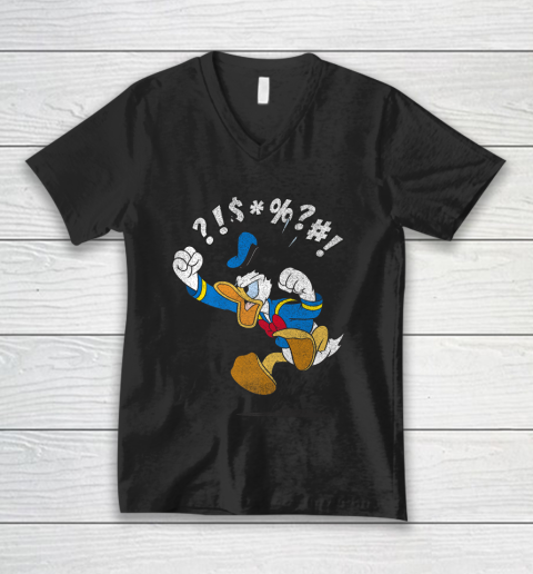 Disney Mickey And Friends Donald Angry Jump V-Neck T-Shirt