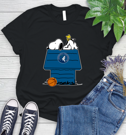 Minnesota Timberwolves NBA Basketball Snoopy Woodstock The Peanuts Movie Women's T-Shirt 2
