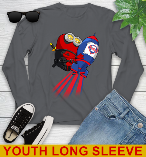 MLB Baseball Philadelphia Phillies Deadpool Minion Marvel Shirt Youth Long Sleeve 9