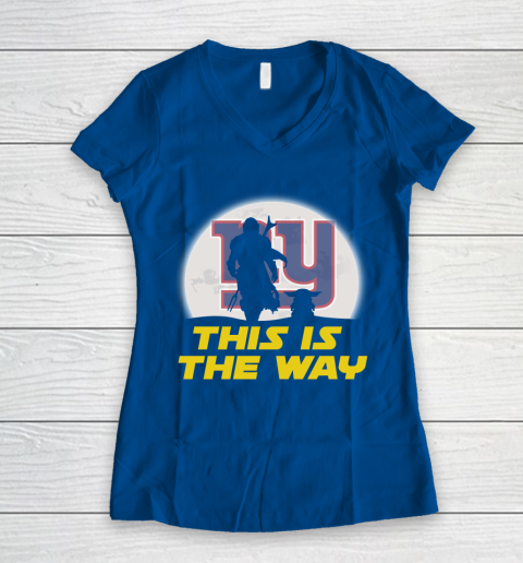 New York Giants NFL Football Star Wars Yoda And Mandalorian This Is The Way Women's V-Neck T-Shirt 7
