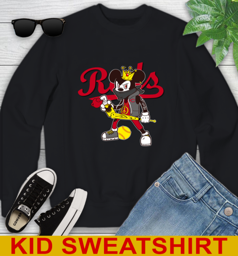 Cincinnati Reds MLB Baseball Mickey Peace Sign Sports Youth Sweatshirt 2