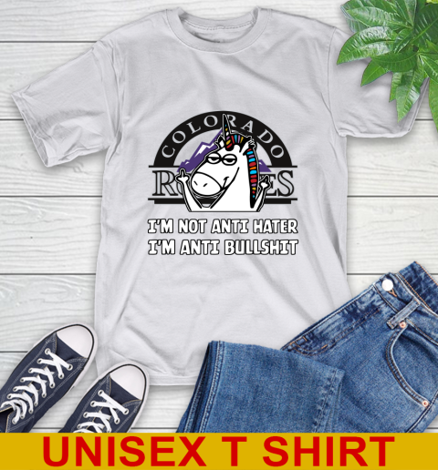 Colorado Rockies MLB Baseball Unicorn I'm Not Anti Hater I'm Anti Bullshit T-Shirt 12