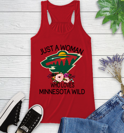 NHL Just A Woman Who Loves Minnesota Wild Hockey Sports Racerback Tank 4