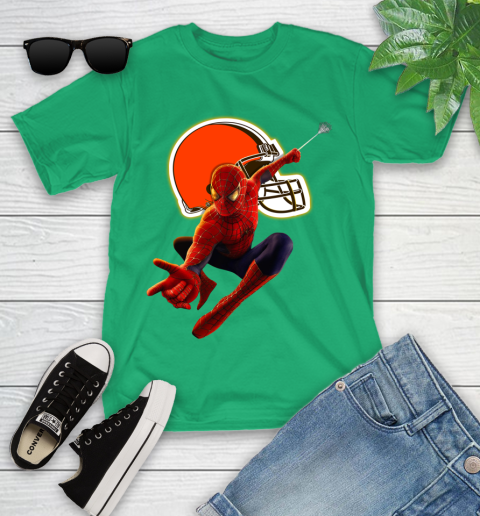 NFL Spider Man Avengers Endgame Football Cleveland Browns Youth T-Shirt 6