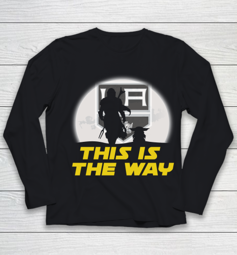 Los Angeles Kings NHL Ice Hockey Star Wars Yoda And Mandalorian This Is The Way Youth Long Sleeve