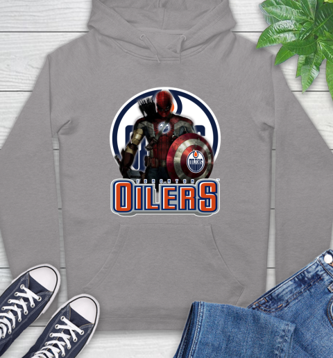 NHL Captain America Thor Spider Man Hawkeye Avengers Endgame Hockey Edmonton Oilers Hoodie 6