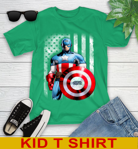 San Antonio Spurs NBA Basketball Captain America Marvel Avengers American Flag Shirt Youth T-Shirt 7