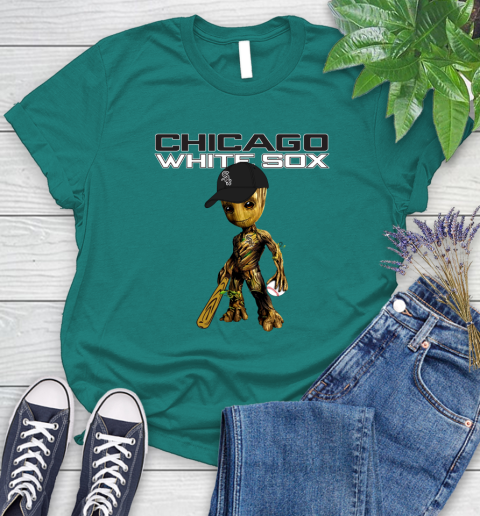 MLB Chicago White Sox Groot Guardians Of The Galaxy Baseball Women's T-Shirt 12