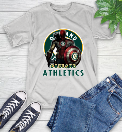 MLB Captain America Thor Spider Man Hawkeye Avengers Endgame Baseball Oakland Athletics T-Shirt