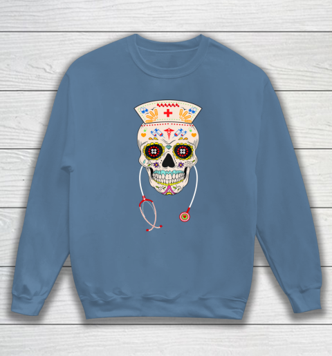 Nurse Sugar Skull Shirt Halloween Day Of The Dead Dia De Los Sweatshirt 6