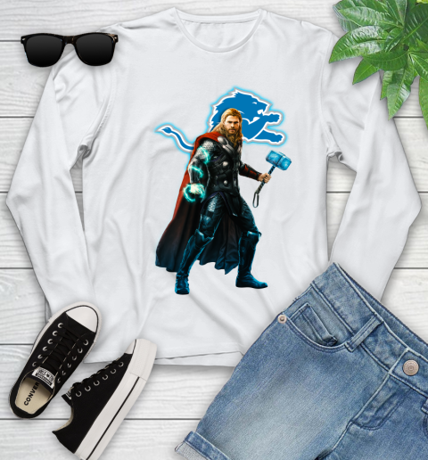 NFL Thor Avengers Endgame Football Detroit Lions Youth Long Sleeve