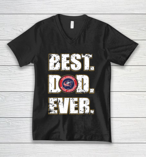 NHL Columbus Blue Jackets Hockey Best Dad Ever Family Shirt V-Neck T-Shirt