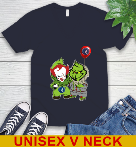 Minnesota Timberwolves Baby Pennywise Grinch Christmas NBA Basketball V-Neck T-Shirt 3