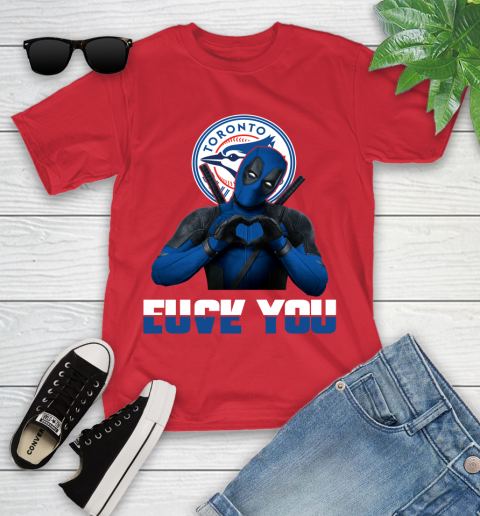 MLB Toronto Blue Jays Deadpool Love You Fuck You Baseball Sports Youth T-Shirt 28