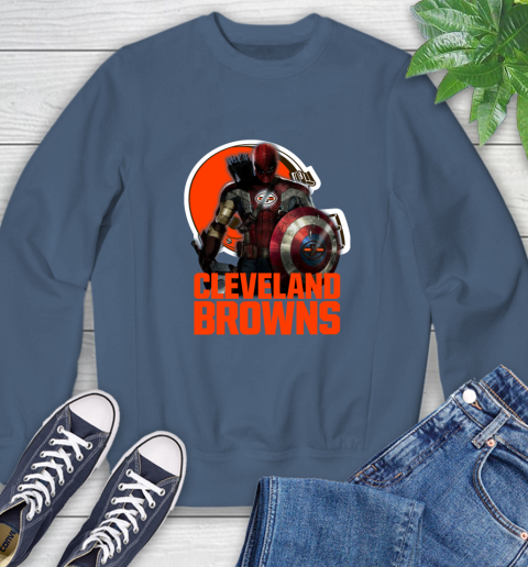 NFL Captain America Thor Spider Man Hawkeye Avengers Endgame Football Cleveland Browns Sweatshirt 7