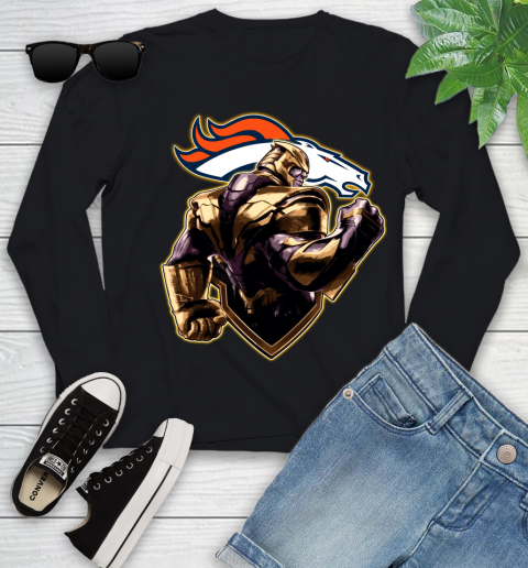 NFL Thanos Avengers Endgame Football Sports Denver Broncos Youth Long Sleeve 2