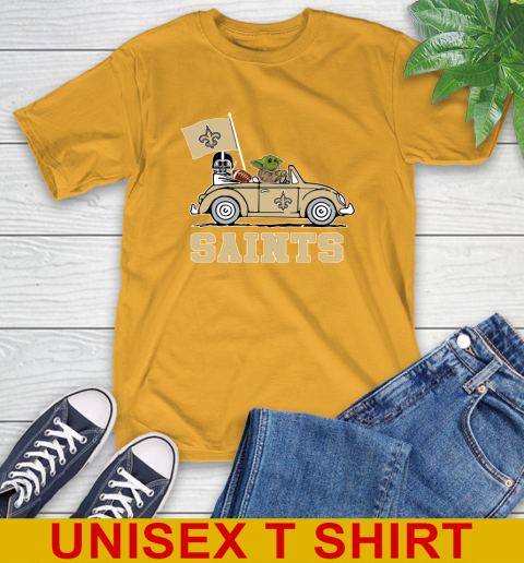 NFL Football New Orleans Saints Darth Vader Baby Yoda Driving Star Wars Shirt T-Shirt 3