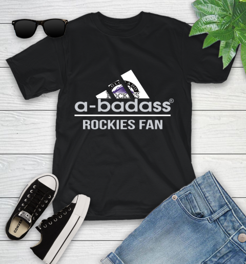 MLB A Badass Colorado Rockies Fan Adidas Baseball Sports Youth T-Shirt