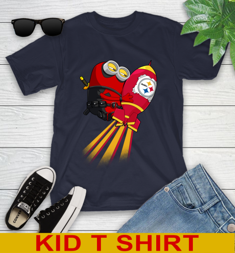 NFL Football Pittsburgh Steelers Deadpool Minion Marvel Shirt Youth T-Shirt 2