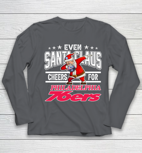 Philadelphia 76ers Even Santa Claus Cheers For Christmas NBA Youth Long Sleeve 6