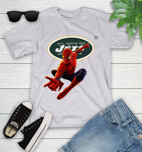 NFL Spider Man Avengers Endgame Football New York Jets Youth T-Shirt 4