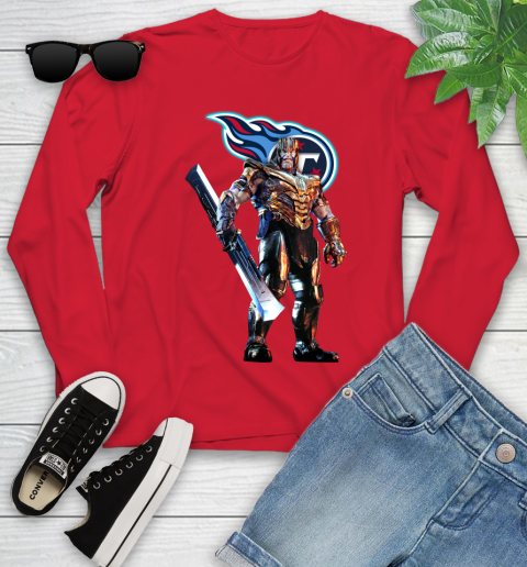 NFL Thanos Gauntlet Avengers Endgame Football Tennessee Titans Youth Long Sleeve 11
