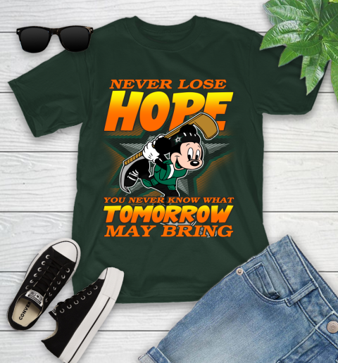 Dallas Stars NHL Hockey ootball Mickey Disney Never Lose Hope Youth T-Shirt - Image 6