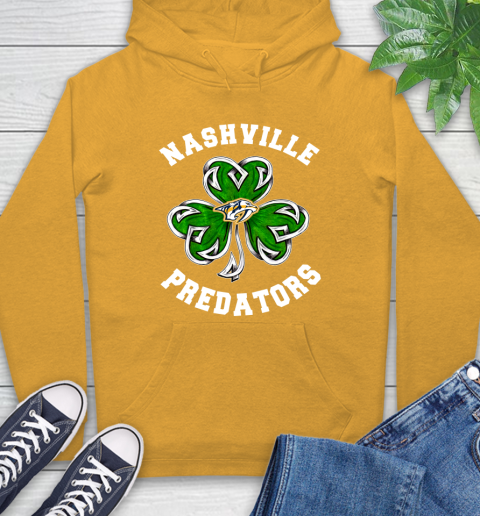 NHL Nashville Predators Three Leaf Clover St Patrick's Day Hockey Sports Hoodie 2