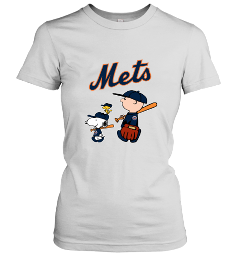 New York Mets Let's Play Baseball Together Snoopy MLB Women's T-Shirt