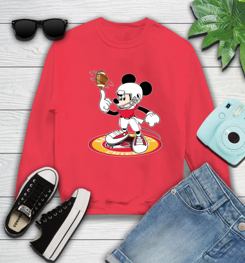 NFL Football Kansas City Chiefs Cheerful Mickey Disney Shirt Sweatshirt 10