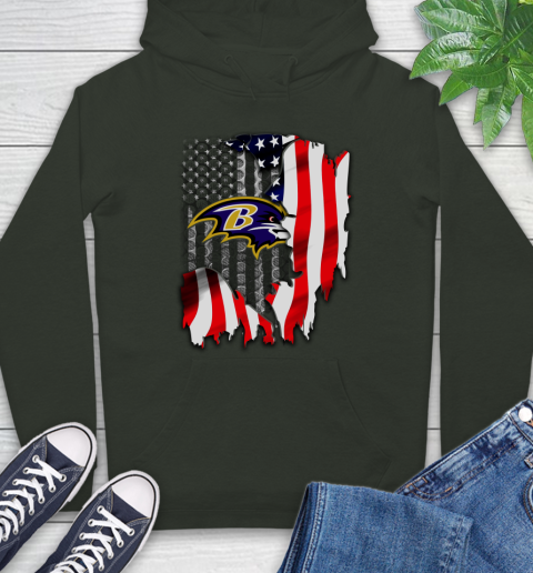 Baltimore Ravens NFL Football American Flag Hoodie 12