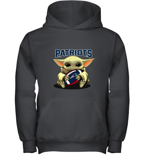 Baby Yoda Loves The New England Patriots Star Wars NFL Youth Hoodie