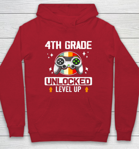 Next Level t shirts 4th Grade Unlocked Level Up Back To School Fourth Grade Gamer Youth Hoodie 7